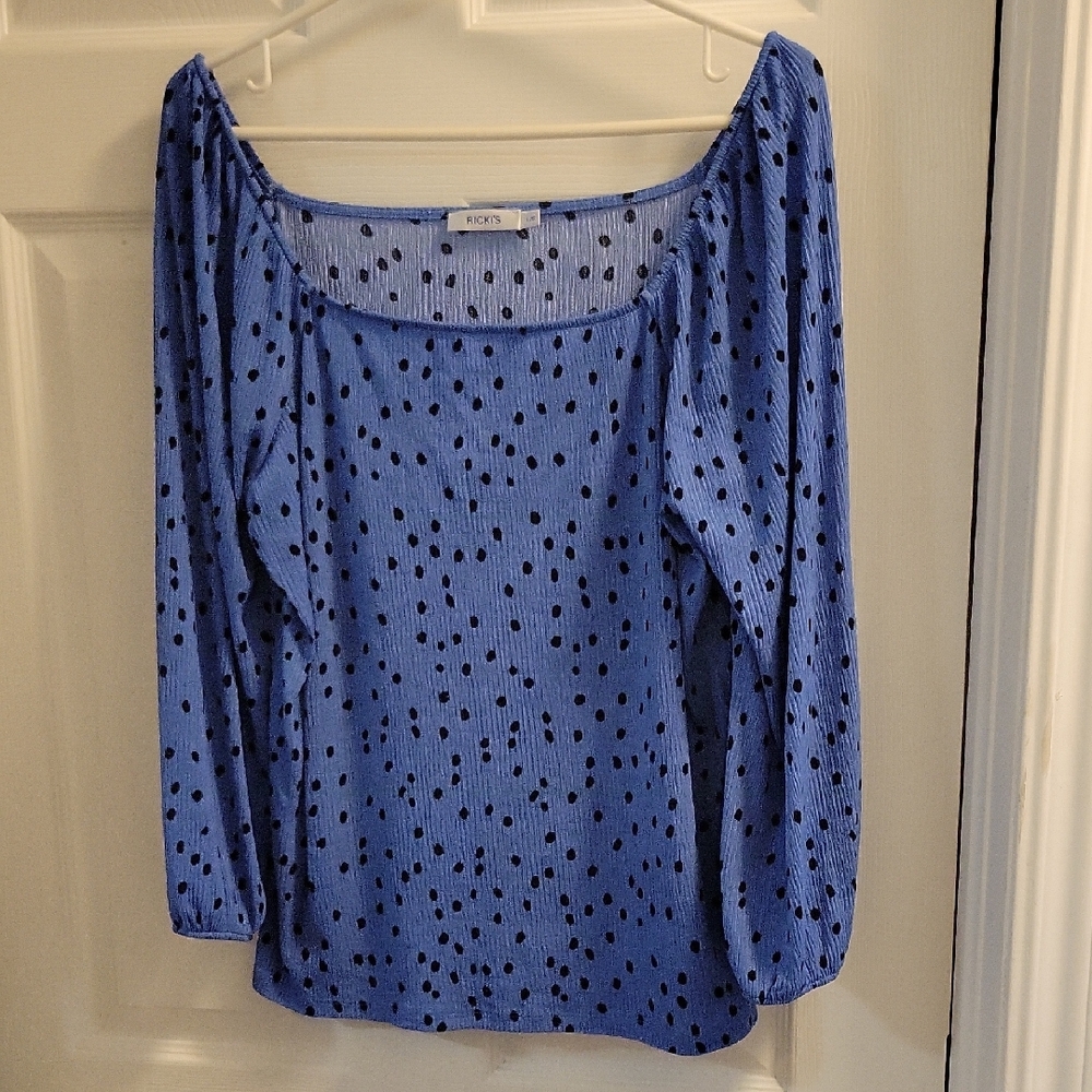 Ricki's Blue and Black Polka Dot Blouse